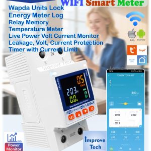 tomzn new model smart wifi breaker tuya smartlife ( wapda units lock ) earth breaker, relay last state memory. 63a 110 230v wifi switch kwh metering circuit breaker timer with voltage current leakage temperature protection